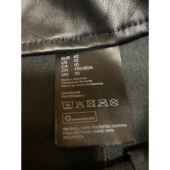 H&M Divided Womens Black Faux Leather Vegan High Rise Casual Mini Shorts Size 10 - Picture 5 of 5